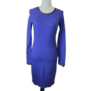 Artelier Blue Dress with Faux Leather Edging Size Large